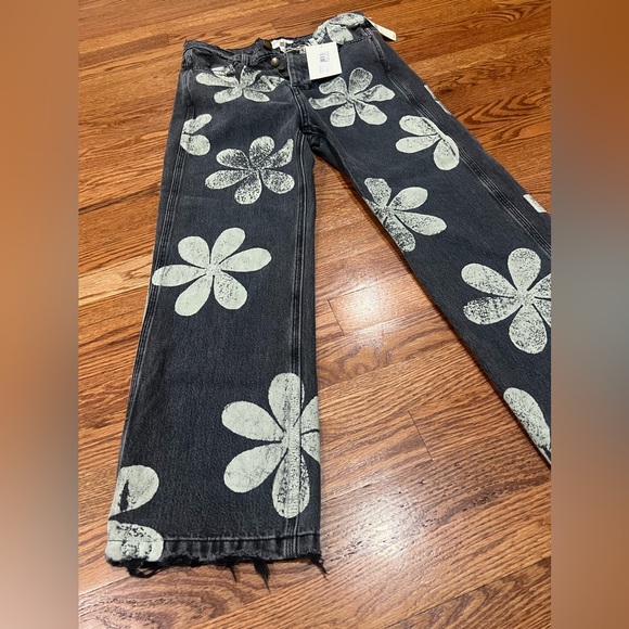 $395 The Great The Hero Black Daisy Stamp Jean Women's Size 25 Made In Usa - Picture 3 of 16